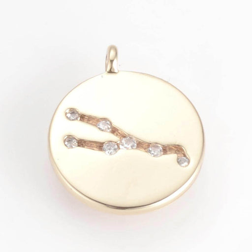 Buy Constellation-zodiac charm brass gold plated and zirconia TAURUS 13x11x1,5mm -sold per 1 unit