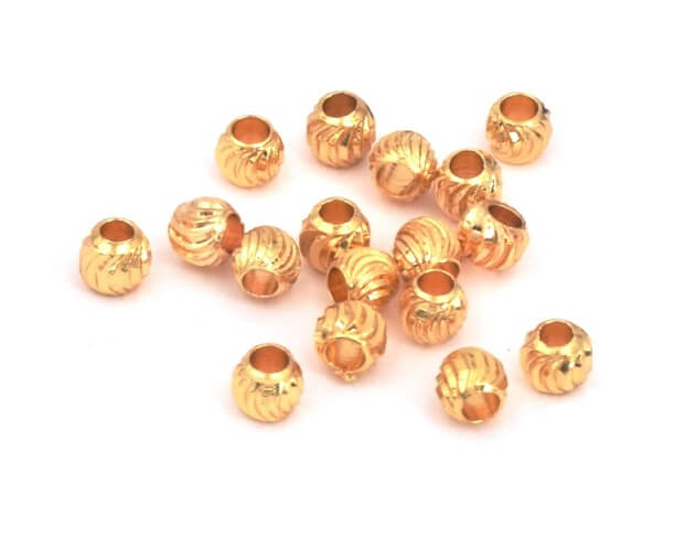 Heishi bead striated brass gold plated quality 4mm - Hole:1mm (10)