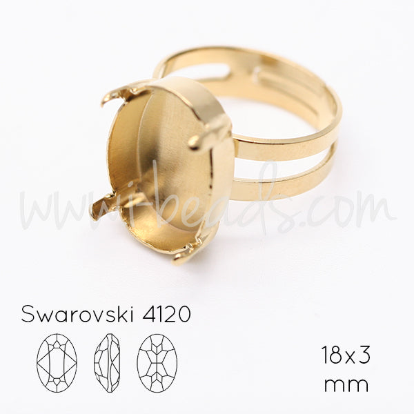 Adjustable ring setting for Swarovski 4120 18x13mm gold plated (1)