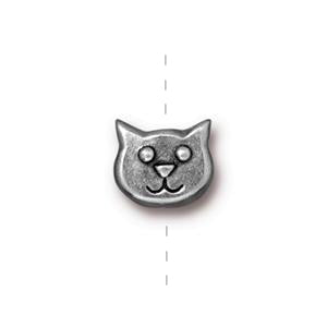 cat face bead silver plated 8x9mm (1)