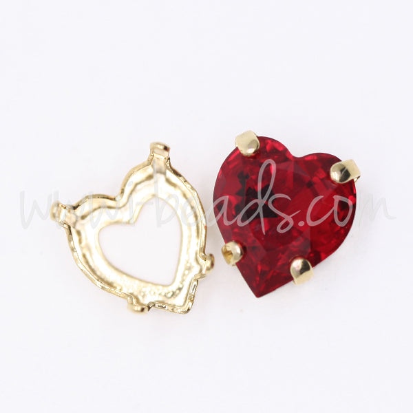 Sew on setting for Swarovski 4831 heart 11mm gold plated (2)