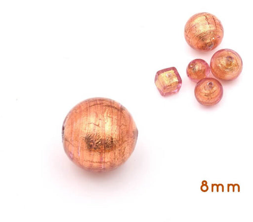 Buy Murano bead round copper gold foiled 8mm (1)