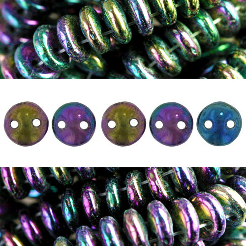 2 holes CzechMates lentil iris purple 6mm (50)