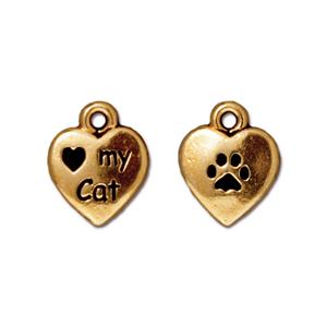heart love my cat charm gold plated 10x12mm (1)