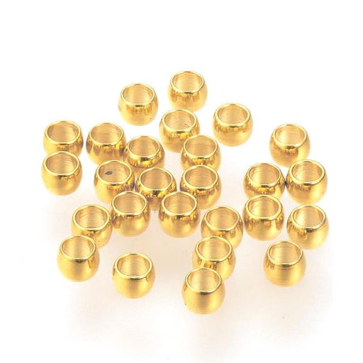 Stainless Steel crimp beads, Golden, 2mm hole : 1mm (10)