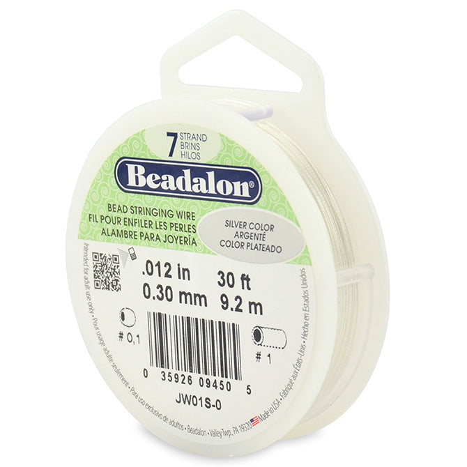 Beadalon bead stringing wire 7 strands metallic silver 0.30mm, 9.2m (1)