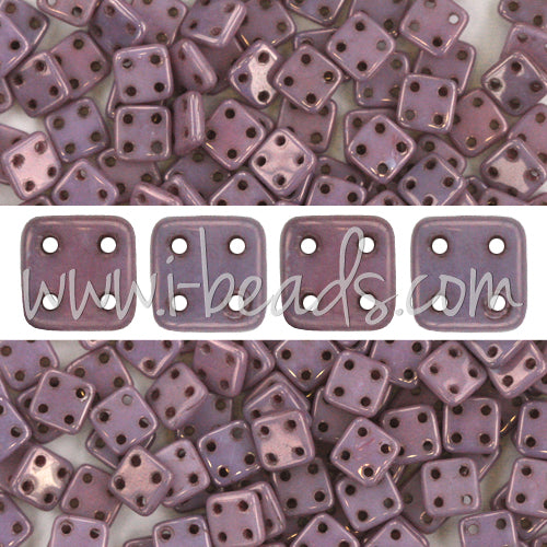 4 holes CzechMates QuadraTile 6mm Luster Opaque Lilac (10g)