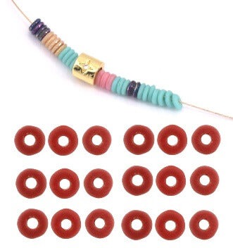 O beads 1x3.8mm Opaque Red heishi (5g)