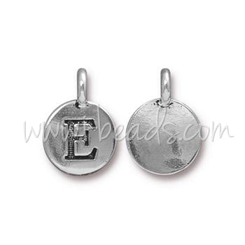 Letter charm E antique silver plated 11mm (1)