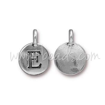 Buy Letter charm E antique silver plated 11mm (1)