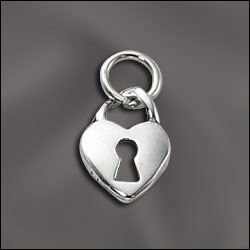 Sterling silver heart charm with keyhole 10mm (1)