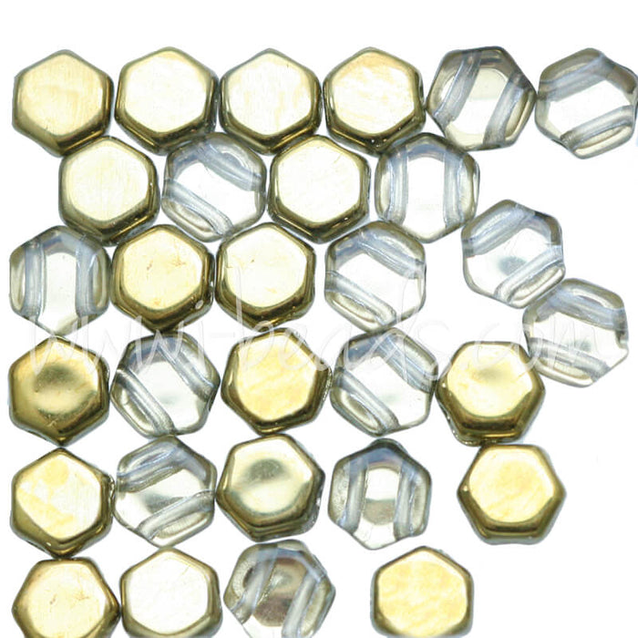 Honeycomb beads 6mm crystal amber (30)