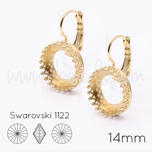 Vintage earrings settings for Swarovski 1122 14mm gold plated (2)