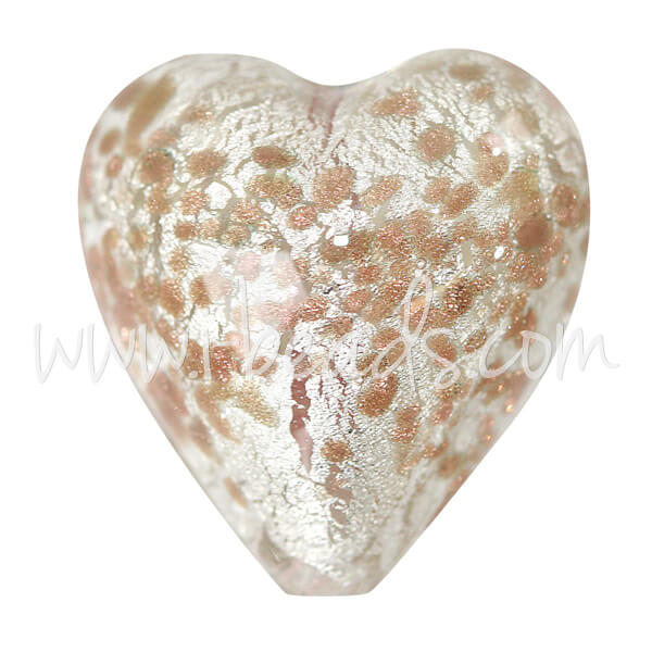 Murano bead heart gold and silver 20mm (1)