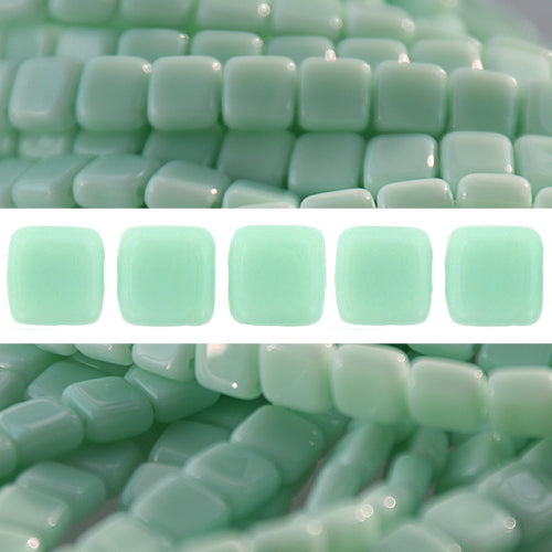 2 holes CzechMates tile bead opaque pale jade 6mm (50)