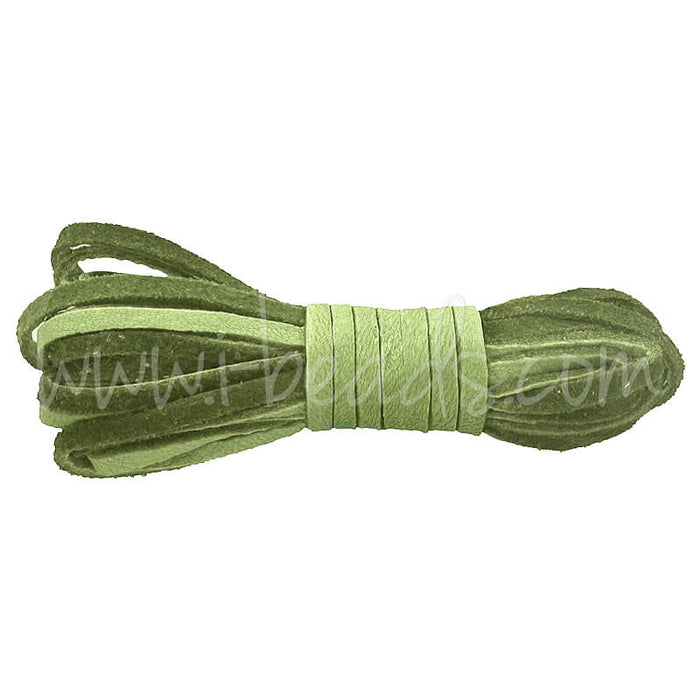 Deer hide leather cord 3mm sage (3.6m)