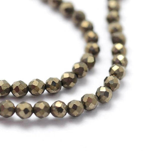 Buy Natural Pyrite Beads Strand, 2x0,5mm- Faceted, Round 175 beads (1 strand)