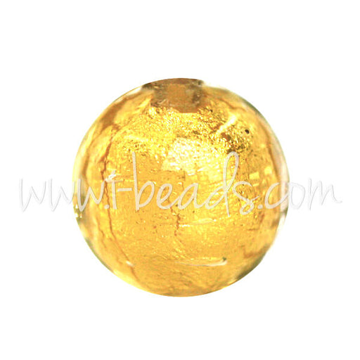 Murano bead round crystal and gold 10mm (1)