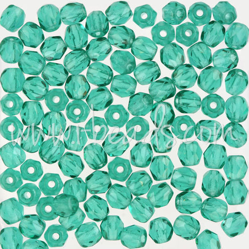 Buy Czech fire-polished beads emerald 4mm (100)