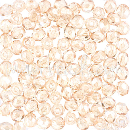 Czech fire-polished beads luster transparent champagne 4mm (100)