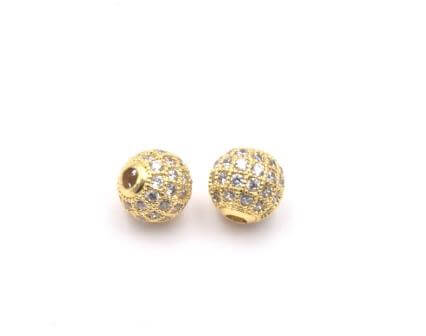 Zirconia round Bead Brass golden plated 8x1.9mm (1)