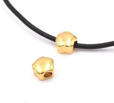 Stainless Steel large flower Bead, gold color - 10x6mm hole 2,5mm (1)