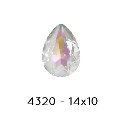 Swarovski 4320 Fancy Stone PEAR- Crystal Light grey DELITE-14x10mm (1)