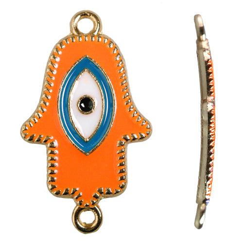 Hamsa hand link cold enamel neon orange 20x32mm (1)