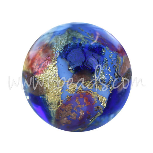 Buy Murano bead round multicolour blue and gold 12mm (1)
