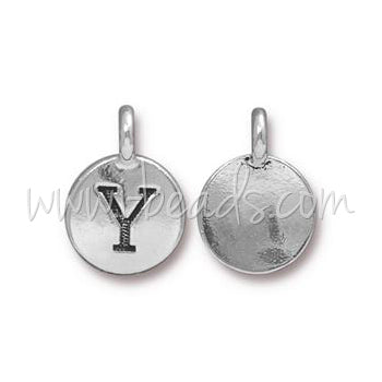 Letter charm Y antique silver plated 11mm (1)