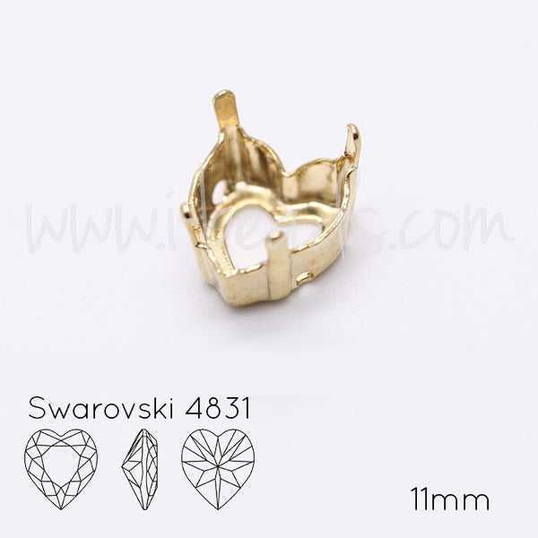 Sew on setting for Swarovski 4831 heart 11mm gold plated (2)