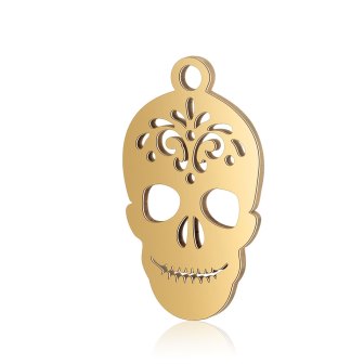 Medal Charm Pendant Skull Stainless Steel GOLD 18x10.4x1mm (1)