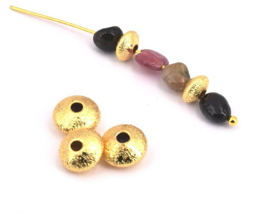Bead rondelle Stardust brass golden plated quality , 6x3mm - Hole:1.5mm (10)