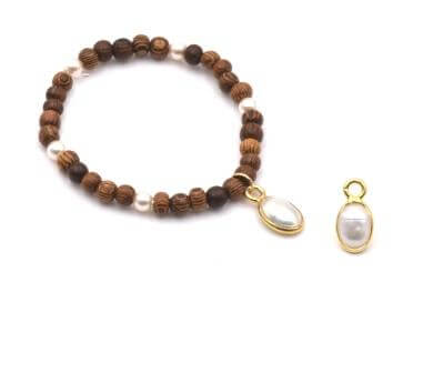 Small water pearl pendant set with vermeil, 10 mm (1)