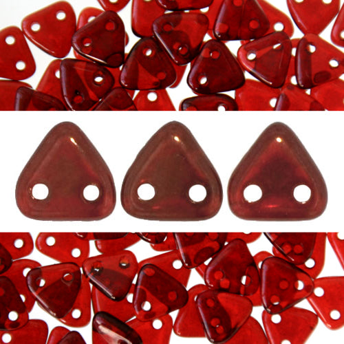 2 holes CzechMates triangle silversheen ruby 6mm (10g)