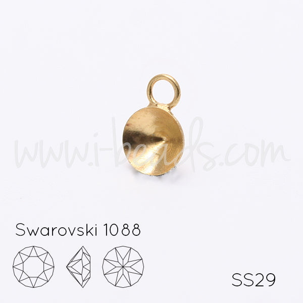 Pendant setting cupped for Swarovski 1088 SS29 gold plated (1)