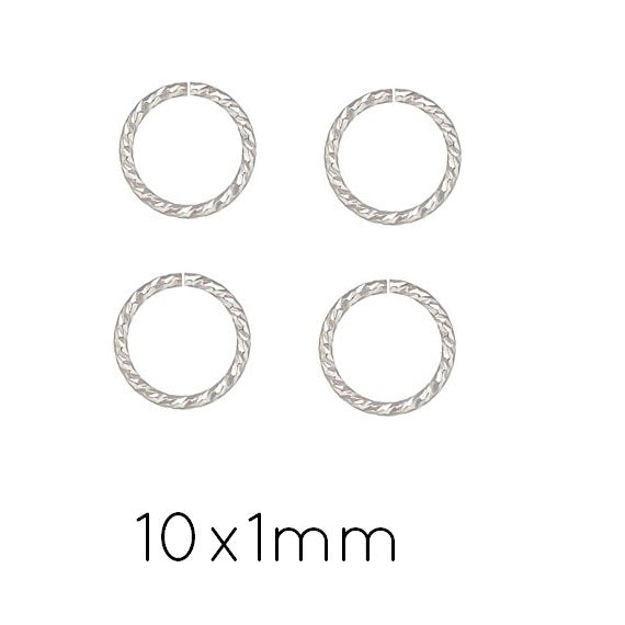 Jump Rings 925 Silver Ribbed - 10x1mm (4)