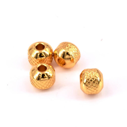 Buy Spacer heishi bead golden stainless steel - diamond cut - 6x5mm - Hole: 1.5mm (4)