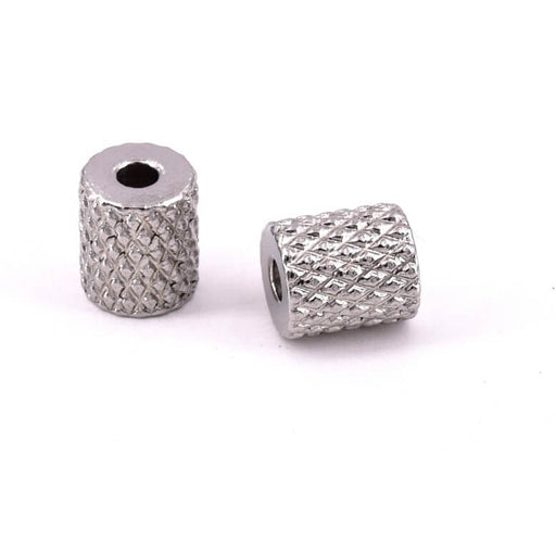 Buy Cylinder bead diamond striated- stainless steel 7x6mm (2)