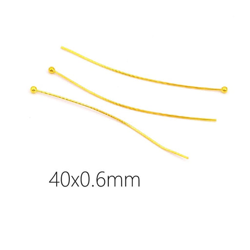 Buy Head pin 40x0.6mm golden stainless steel - ball: 1.8mm (5)