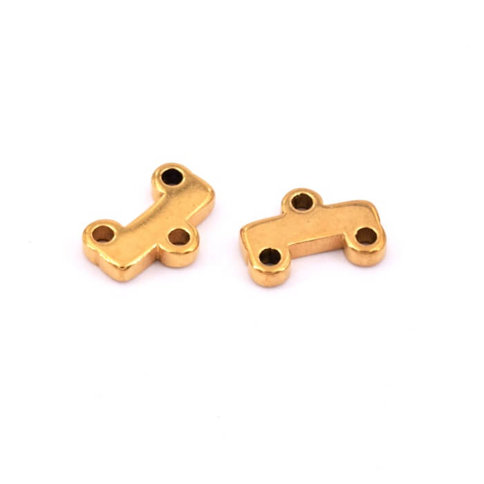 Gold stainless steel end clasp 2 rows 7.5x5mm (4)