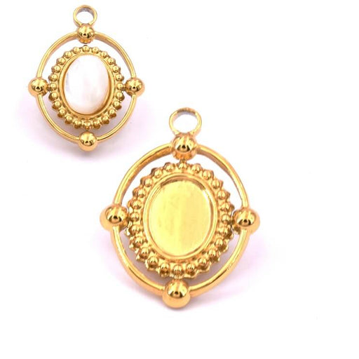 Buy Oval pendant golden stainless steel 21x16mm for 8x6mm cabochon (1)