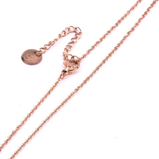Buy Necklace forçat mesh chain Rose gold stainless steel 41+4cm - 1mm (1)