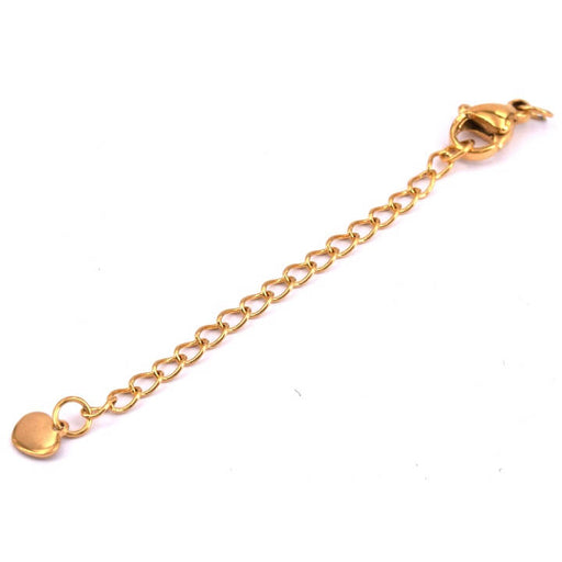 Lobster clasp and heart extension chain 5cm golden stainless steel (1)