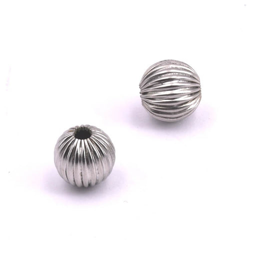 Grooved stainless steel bead 10mm - Hole: 2.5mm (2)