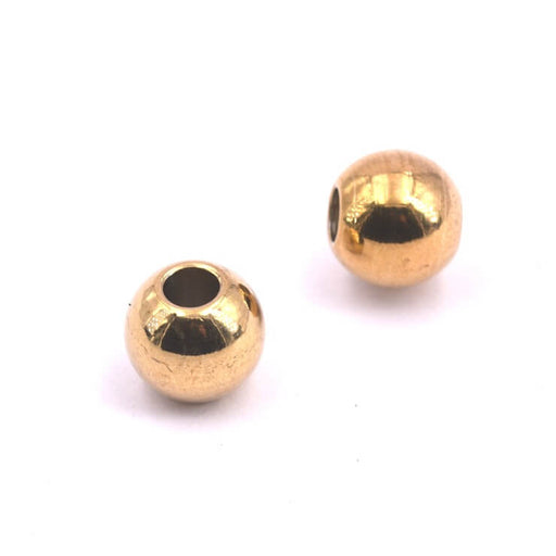 Buy Round bead in golden stainless steel 8mm - Hole: 3mm (2)