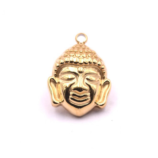 Buy Golden stainless steel Buddha pendant 16mm - Hole: 1.5mm (1)