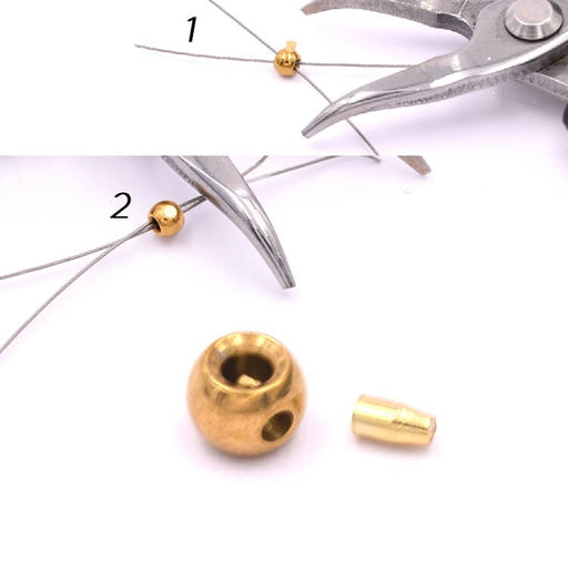 Buy Crimp bead for gold stainless steel for cable 3.5mm - Hole 1mm (4)