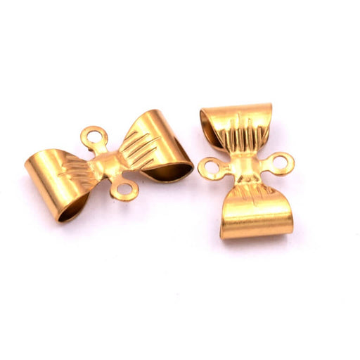 Buy Bow tie connector Gold stainless steel 11x8mm-Hole: 2mm (2)