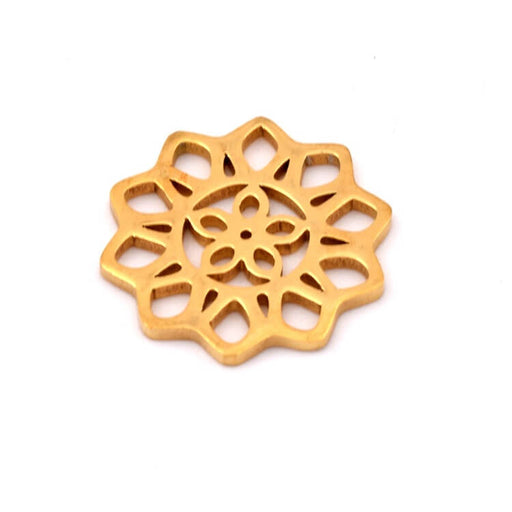 Buy Rosette flower connector Gold stainless steel15mm (1)